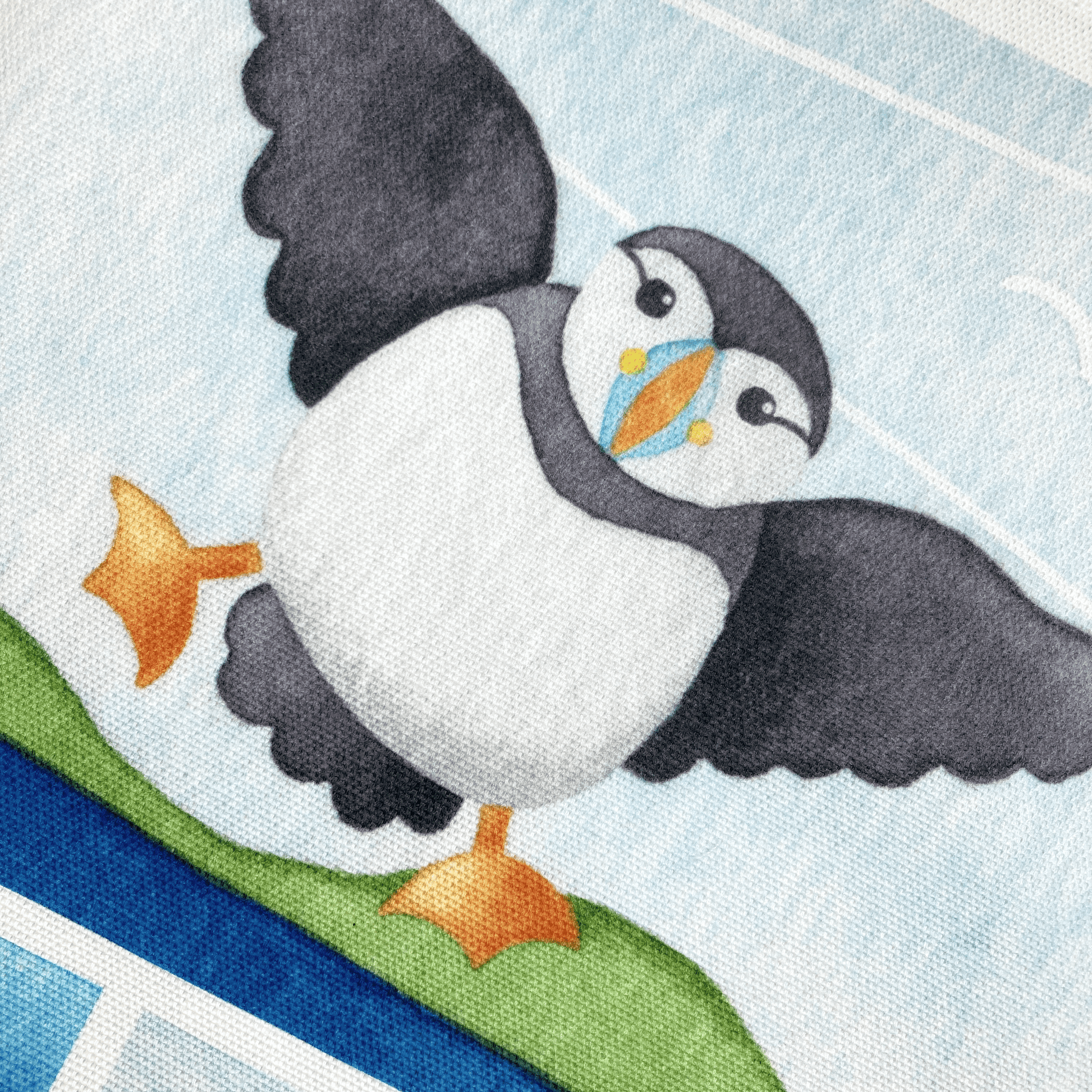 Seaside Tea Towel - Puffin, Seal, Gannet, Whale, Isle of May - East Neuk Beach Crafts