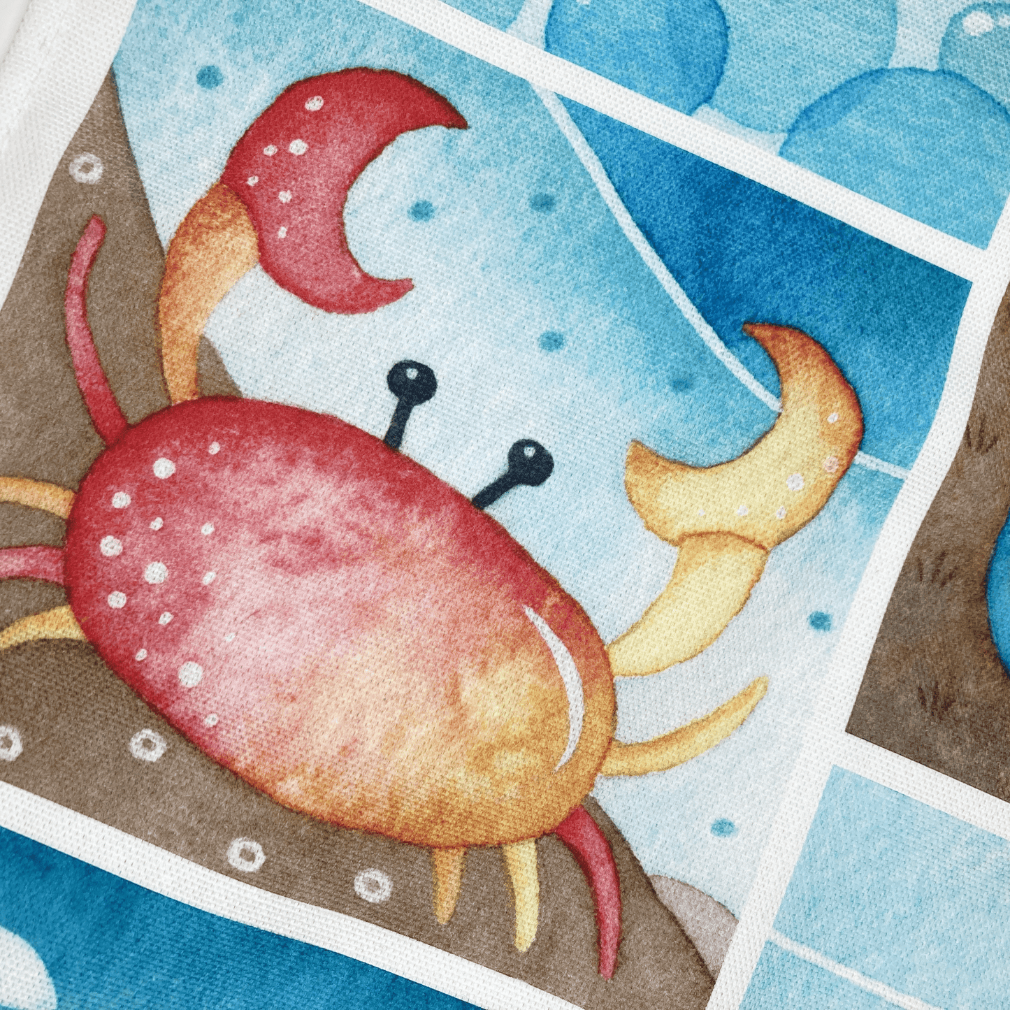 Seaside Tea Towel - Puffin, Oystercatcher, Crab, Crail - East Neuk Beach Crafts