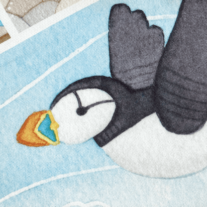 Seaside Tea Towel - Puffin, Oystercatcher, Crab, Crail - East Neuk Beach Crafts