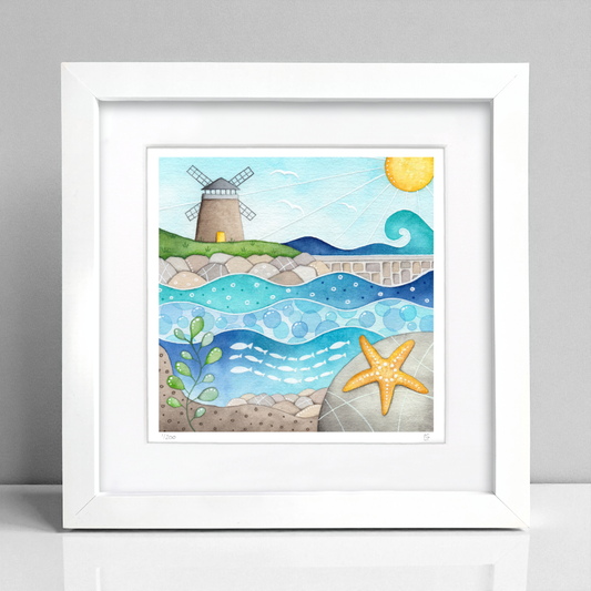 St Monans Windmill Framed Print - Seaside Watercolour