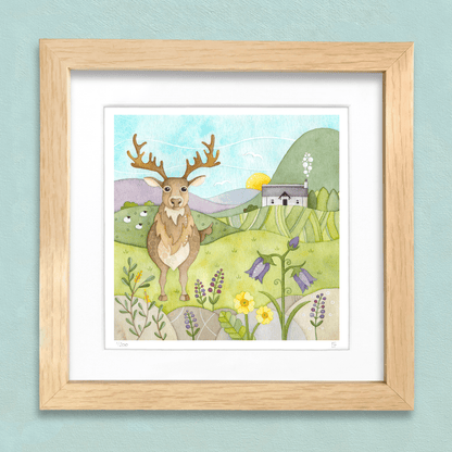 Stag Framed Print - Scottish Highlands Watercolour - East Neuk Beach Crafts