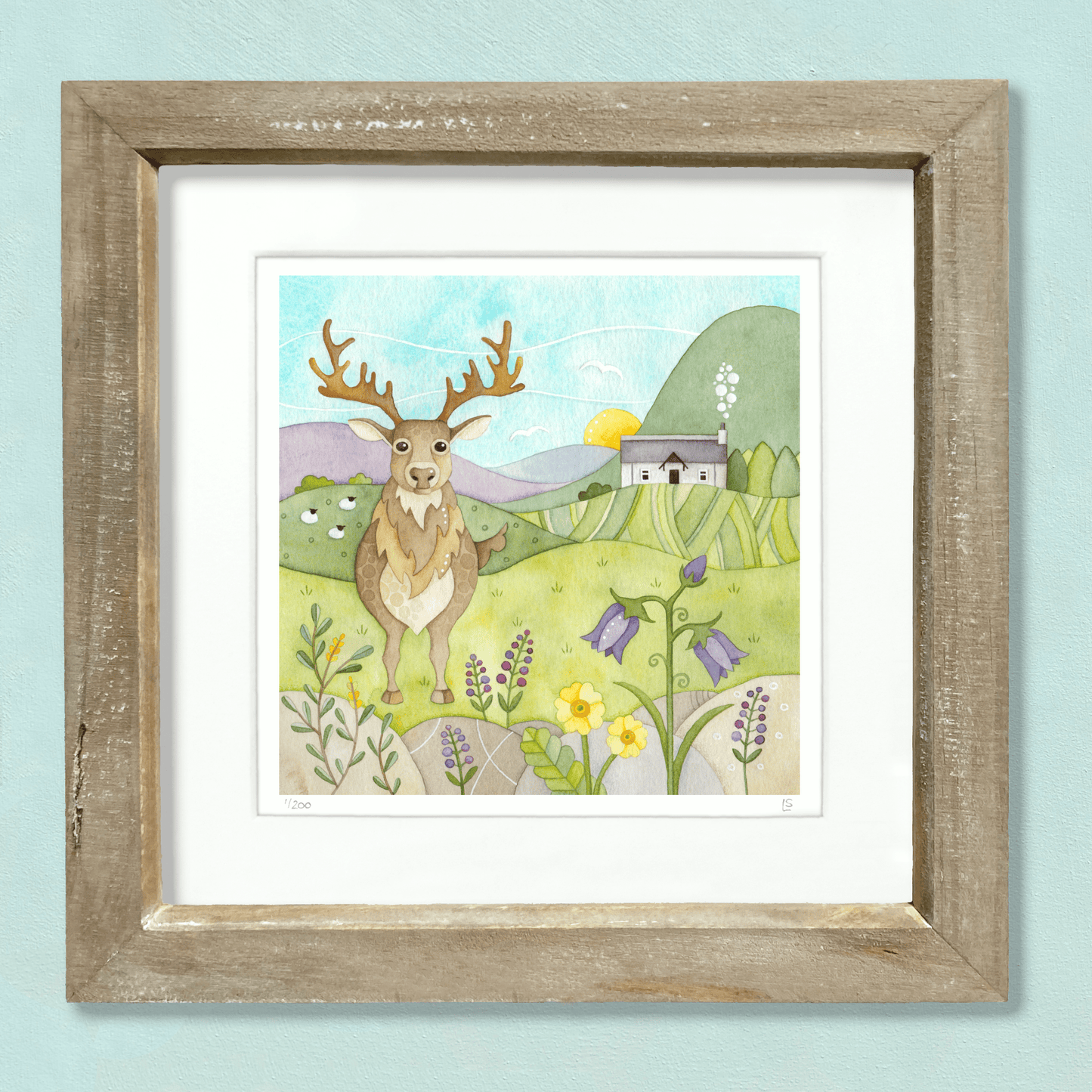 Stag Framed Print - Scottish Highlands Watercolour - East Neuk Beach Crafts