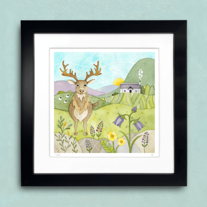 Stag Framed Print - Scottish Highlands Watercolour - East Neuk Beach Crafts