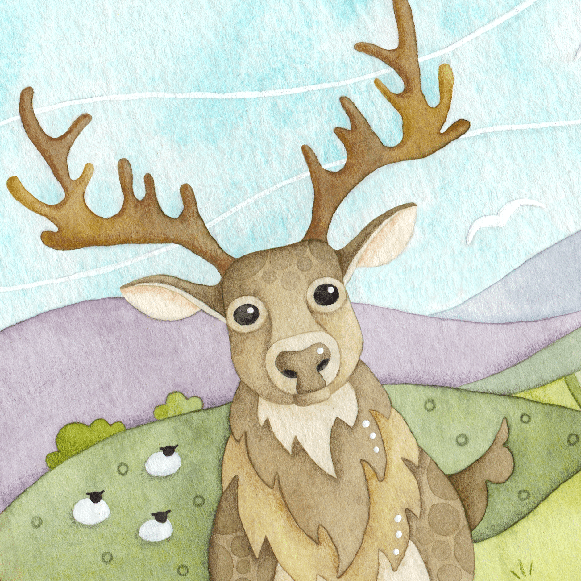 Stag Greetings Card - Scottish Highlands Watercolour - East Neuk Beach Crafts