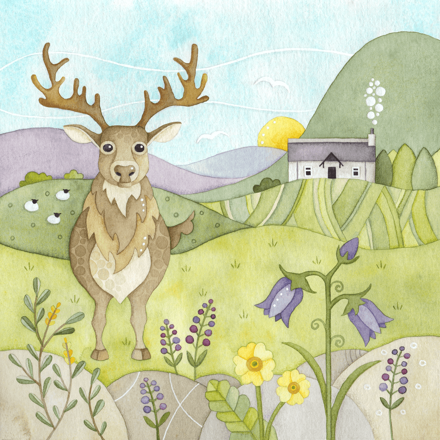 Stag Coaster - Scottish Highlands Watercolour - East Neuk Beach Crafts
