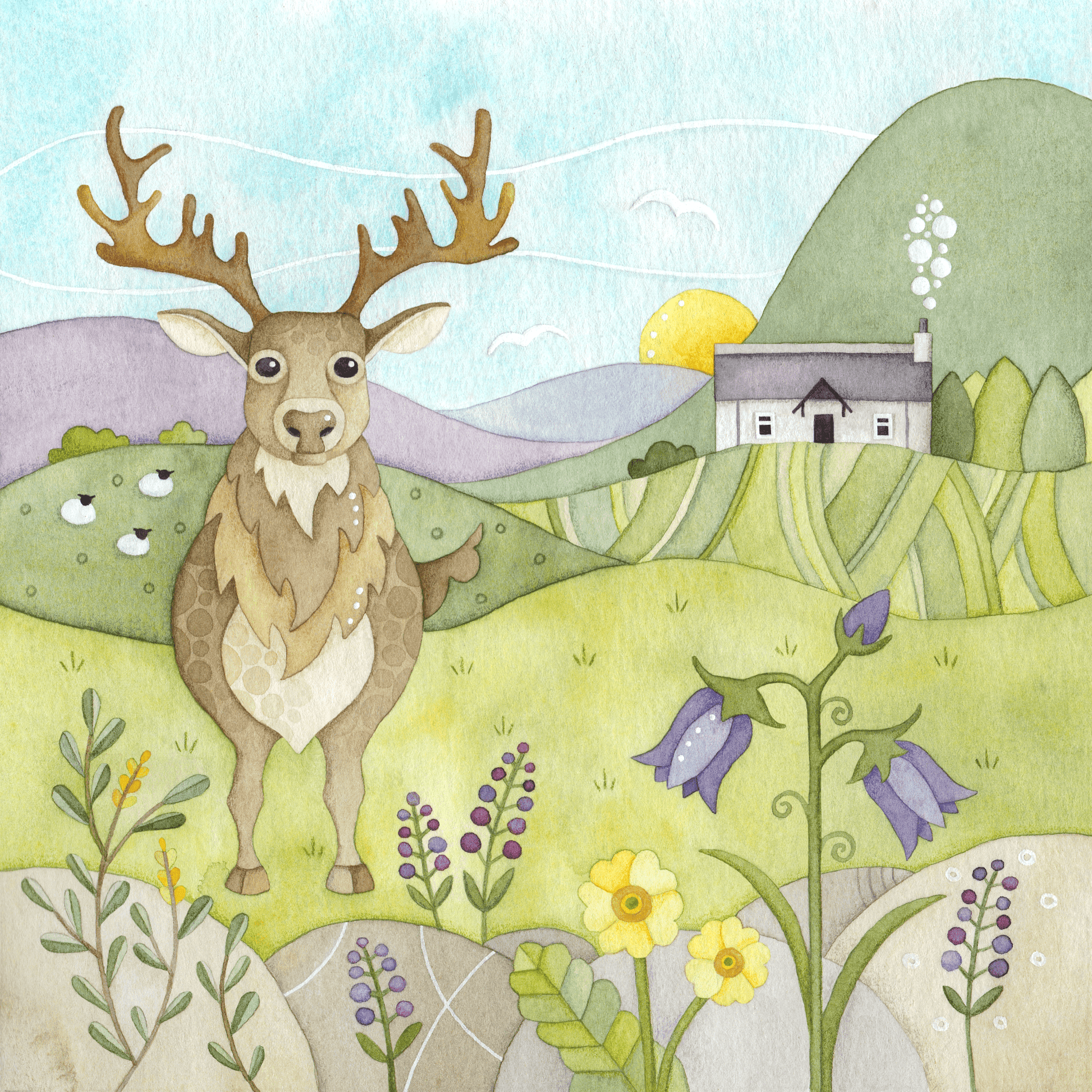 Stag Coaster - Scottish Highlands Watercolour - East Neuk Beach Crafts