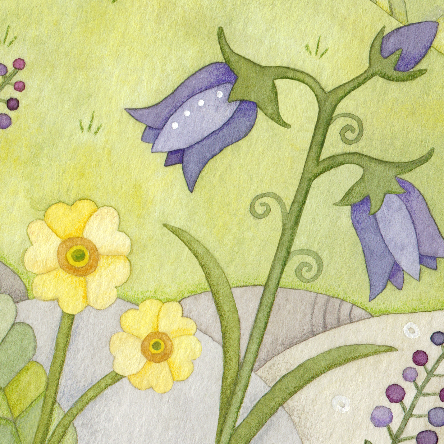 Framed Print - Stag, Bothy and Wildflowers - Scottish Highlands Watercolour Painting