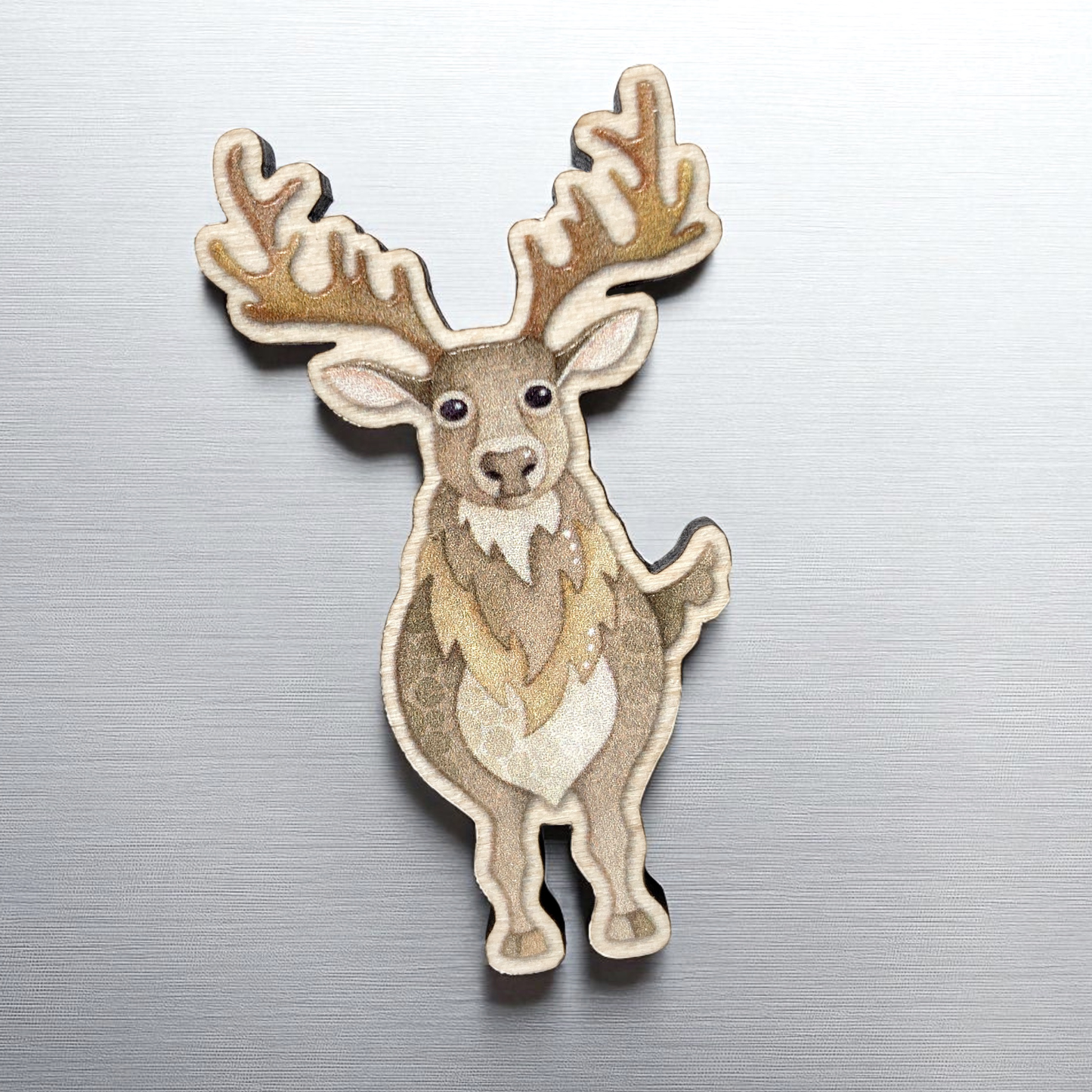 Wooden Stag Fridge Magnet - Maple Wood
