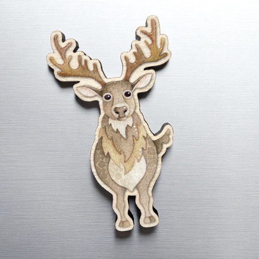 Wooden Stag Fridge Magnet - Maple Wood