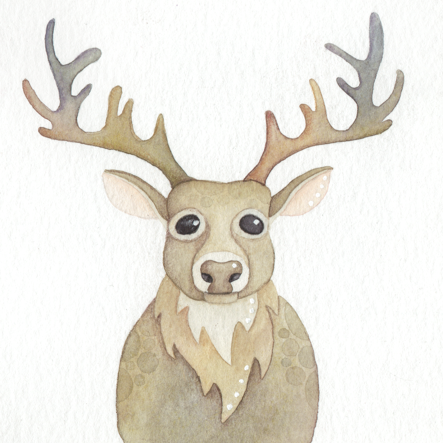Original Watercolour Painting - Sad Stag - Framed, Mounted and Signed