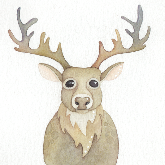 Original Watercolour Painting - Sad Stag - Framed, Mounted and Signed