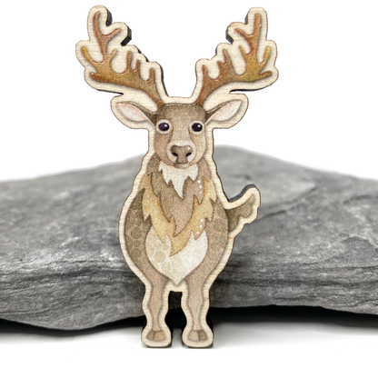 Wooden Stag Fridge Magnet - Maple Wood