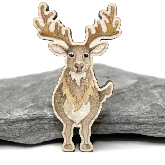 Wooden Stag Fridge Magnet - Maple Wood