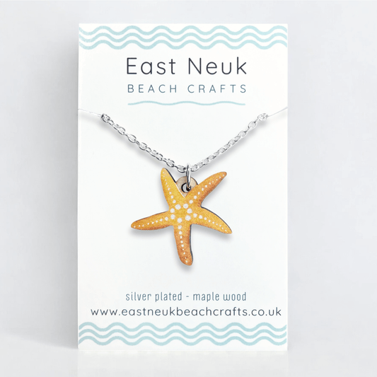 Starfish Necklace - Wooden Seaside Pendant - East Neuk Beach Crafts