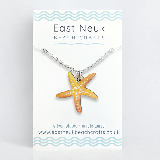 Starfish Necklace - Wooden Seaside Pendant