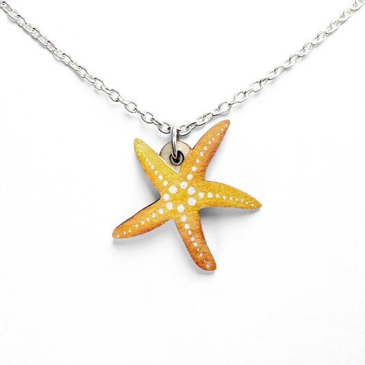 Starfish Necklace - Wooden Seaside Pendant