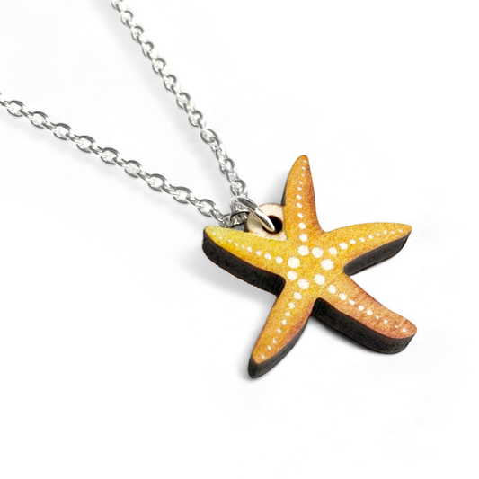 Starfish - Wooden Necklace - Maple Wood Seaside Pendant