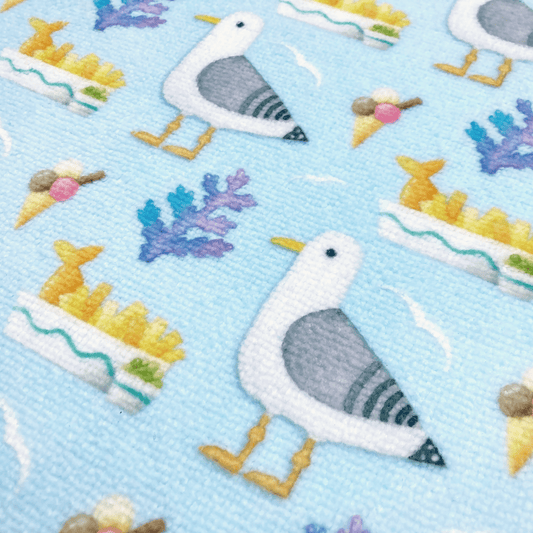 Tea Towel Bundle x2 - Seagull & Puffin Patterns - Fluffy Style Hand Towels - East Neuk Beach Crafts