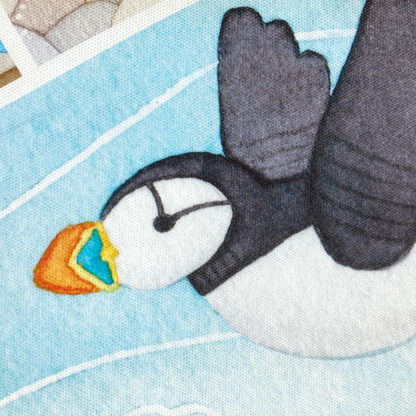 Seaside Tea Towel Set x2 - Puffin, Seagull, Crab, East Neuk of Fife - Save £3