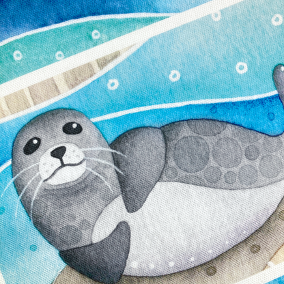 Seaside Tea Towel - Puffin, Seal, Gannet, Whale, Isle of May