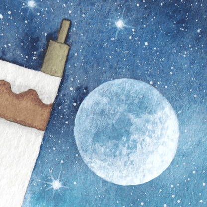 The Haven Framed Print - Moonlit Snow Scene at Cellardyke (Small) - East Neuk Beach Crafts