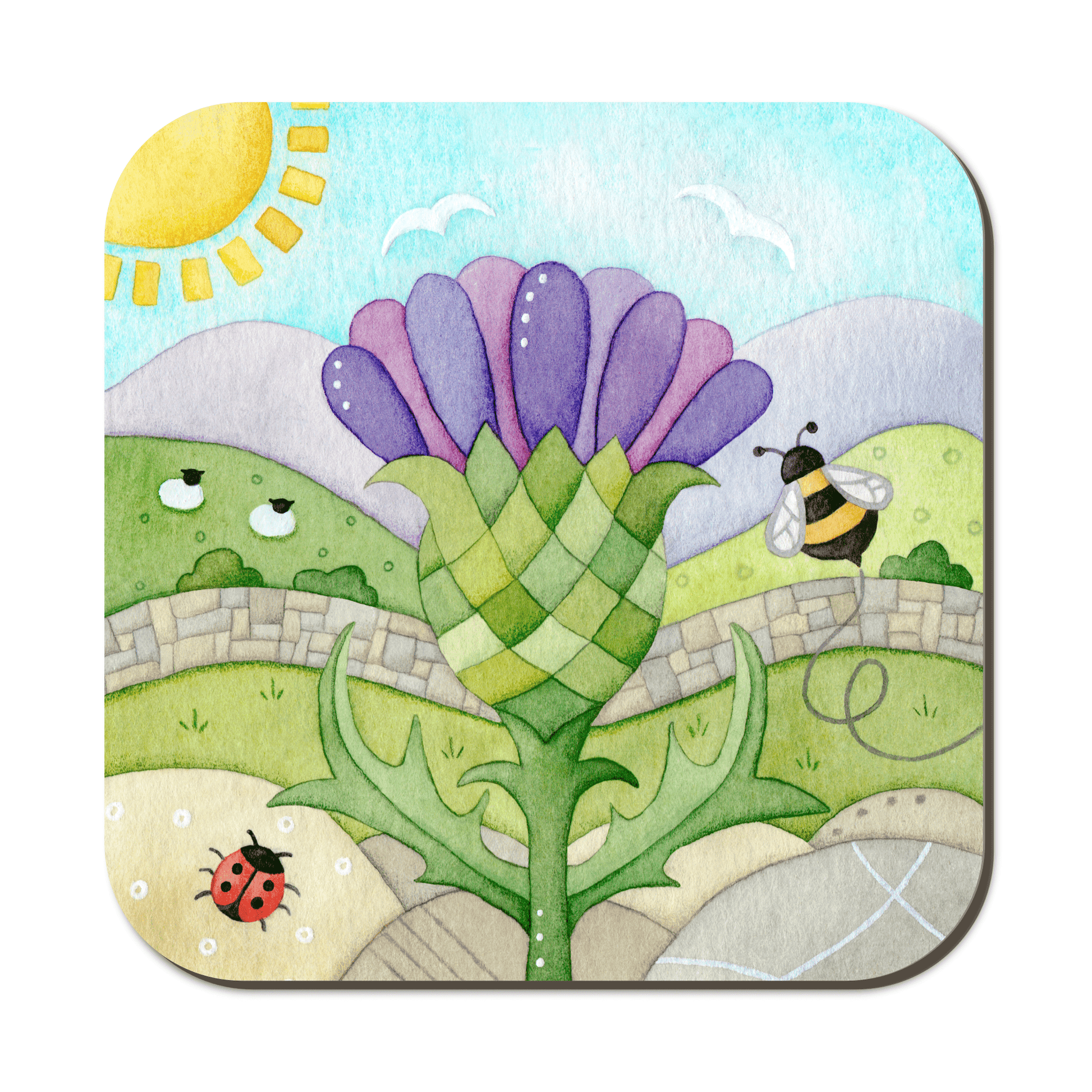 Thistle Coaster - Scottish Highlands Watercolour - East Neuk Beach Crafts