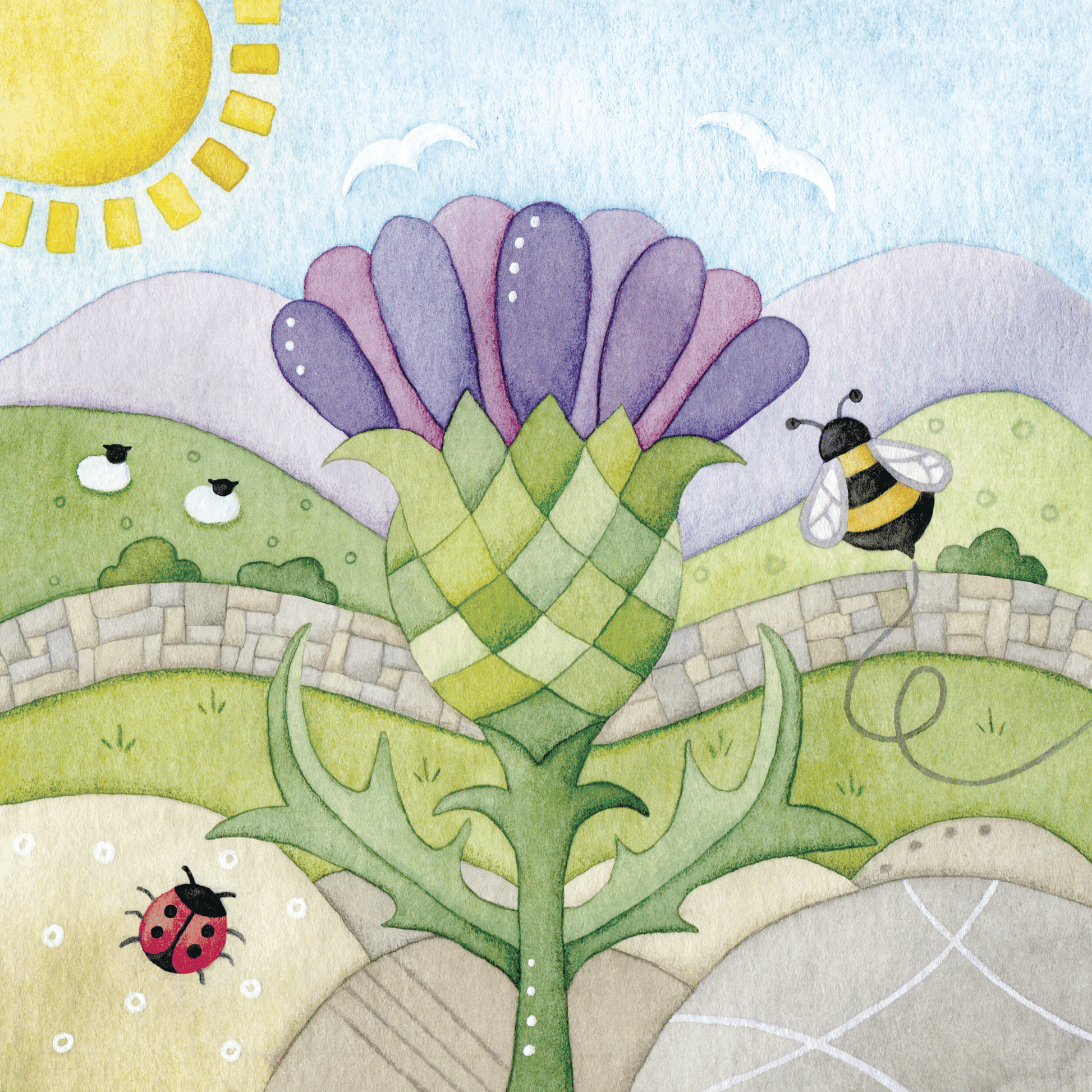 Thistle Greetings Card - Scottish Highlands Watercolour - East Neuk Beach Crafts