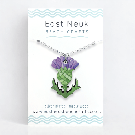 Thistle Necklace - Wooden Scottish Pendant - East Neuk Beach Crafts