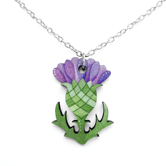 Thistle Necklace - Wooden Scottish Pendant - East Neuk Beach Crafts