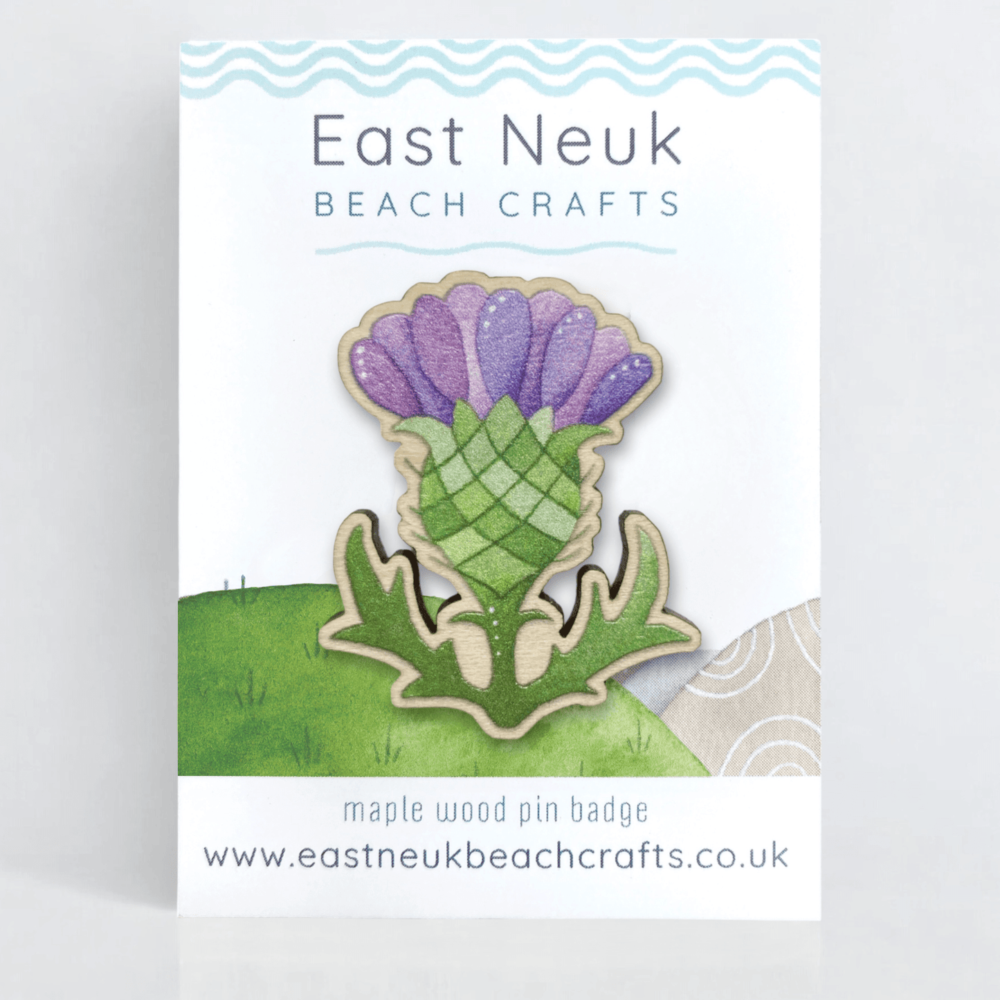 Thistle Pin Badge - Scottish Wooden Brooch - East Neuk Beach Crafts