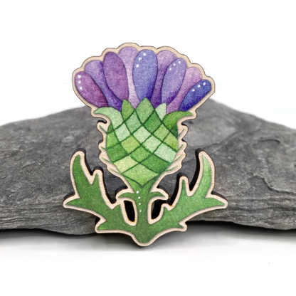Wooden Thistle Fridge Magnet - Maple Wood