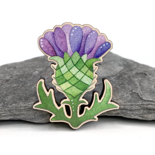 Wooden Thistle Fridge Magnet - Maple Wood