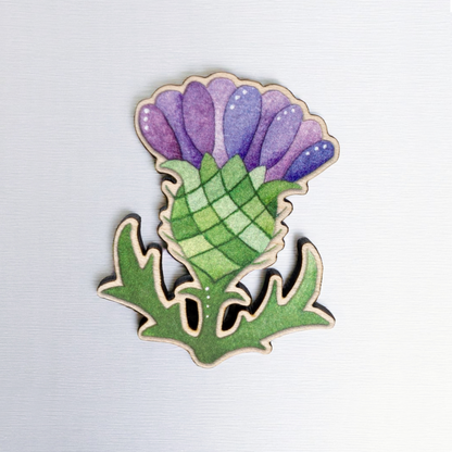 Wooden Thistle Fridge Magnet - Maple Wood