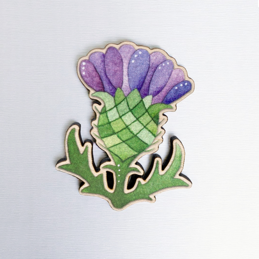 Wooden Thistle Fridge Magnet - Maple Wood