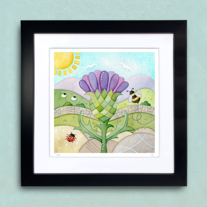 Framed Print - Highland Thistle - Scottish Watercolour Painting