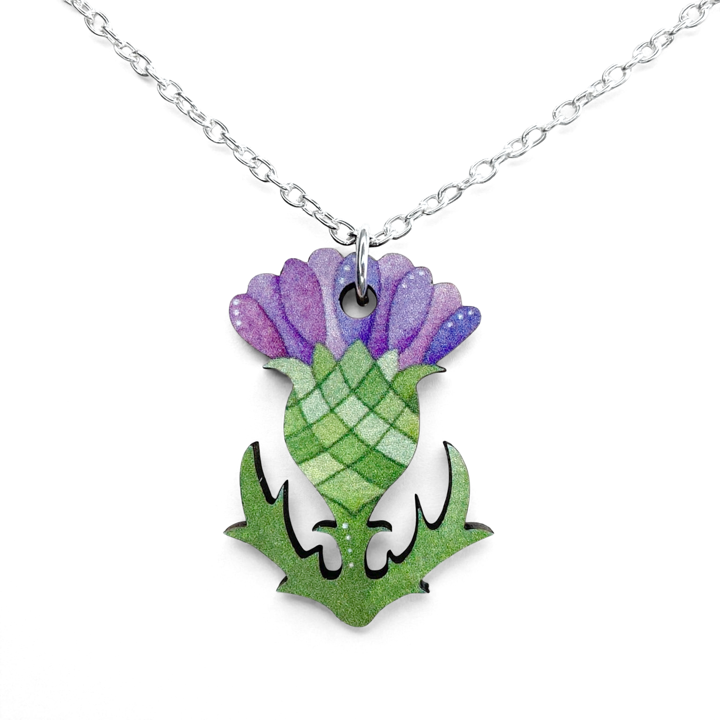 Thistle Necklace - Wooden Scottish Pendant
