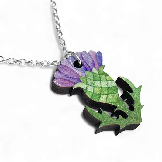 Thistle - Wooden Necklace - Maple Wood Seaside Pendant