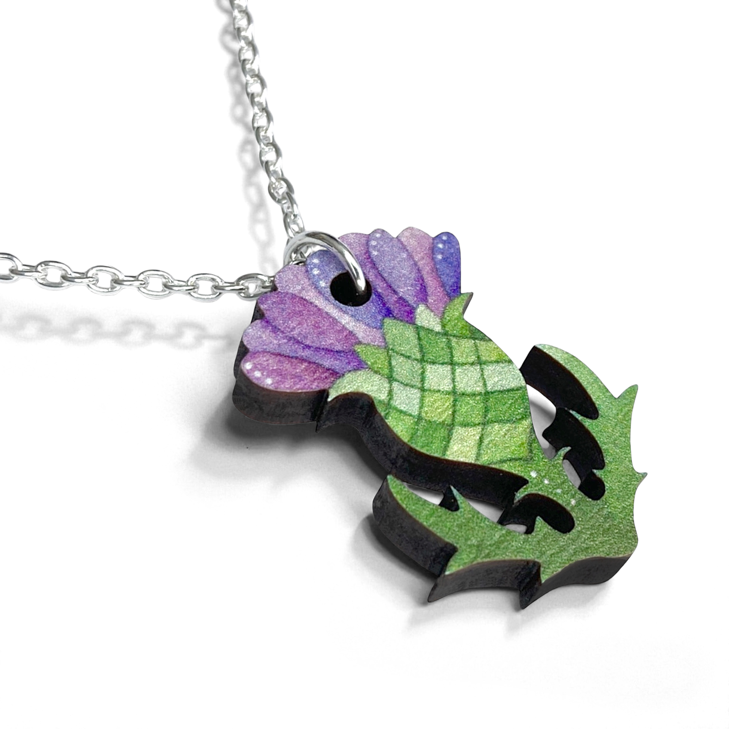 Thistle Necklace - Wooden Scottish Pendant