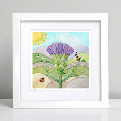 Thistle Framed Print - Scottish Highlands Watercolour