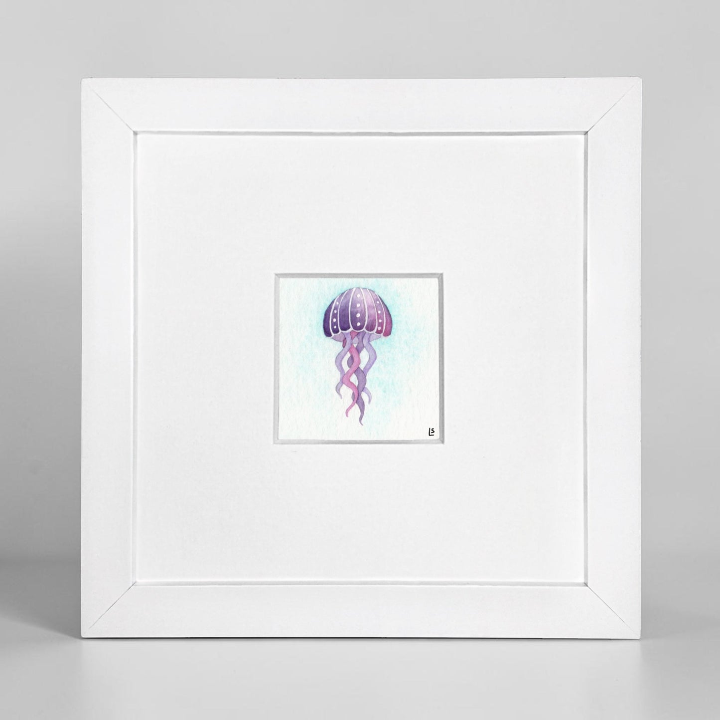 Tiny Original Watercolour Painting - Pink Jellyfish 1 - East Neuk Beach Crafts