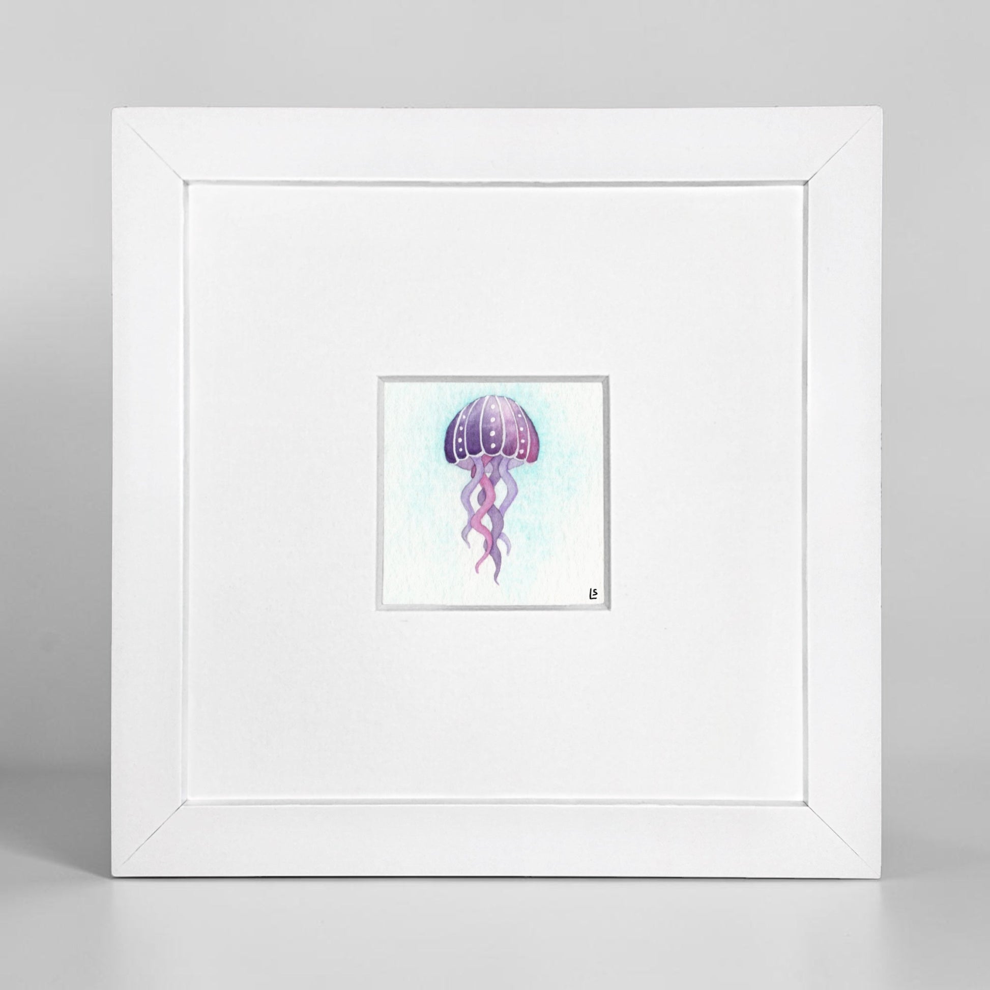 Tiny Original Watercolour Painting - Pink Jellyfish 1 - East Neuk Beach Crafts