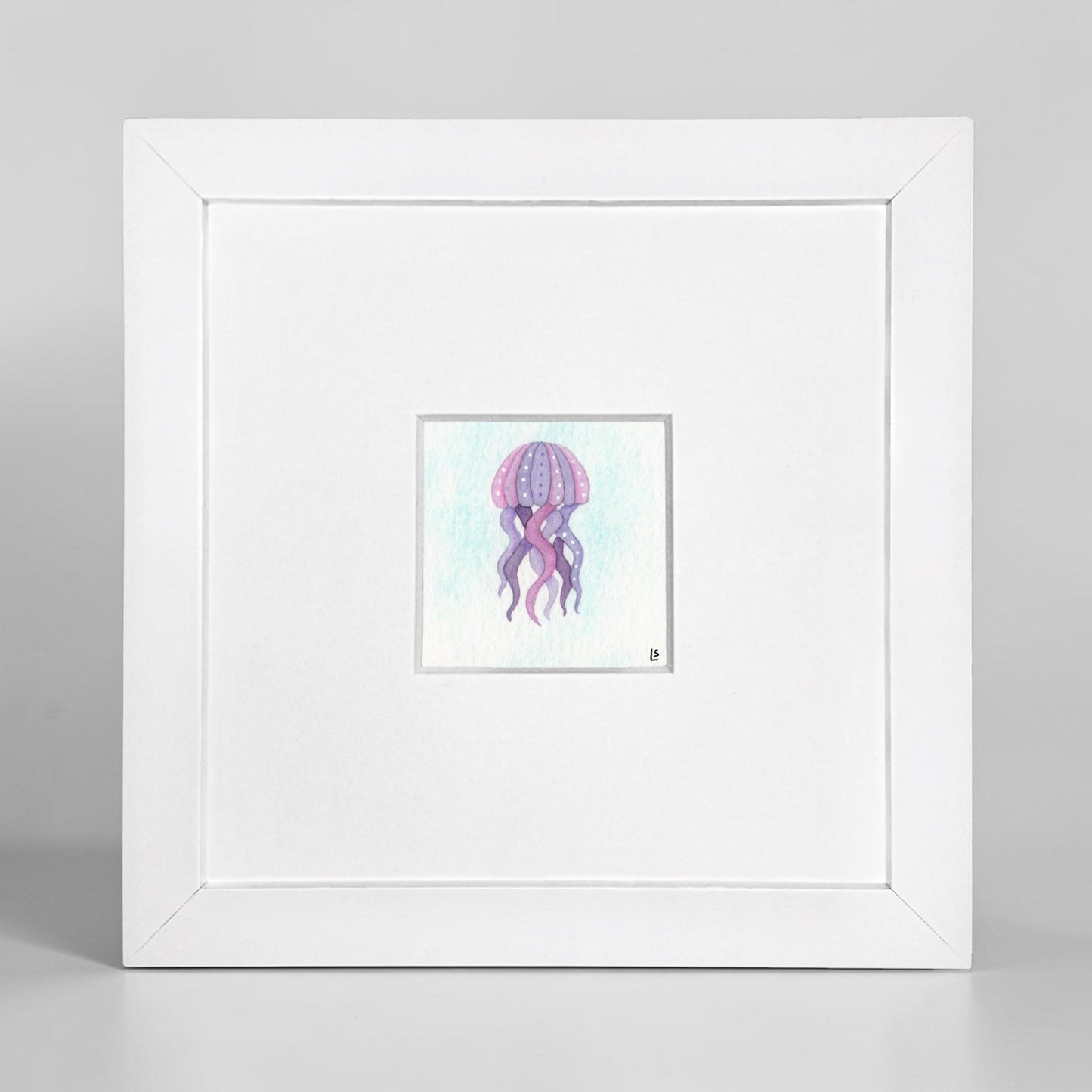 Tiny Original Watercolour Painting - Pink Jellyfish 2 - East Neuk Beach Crafts