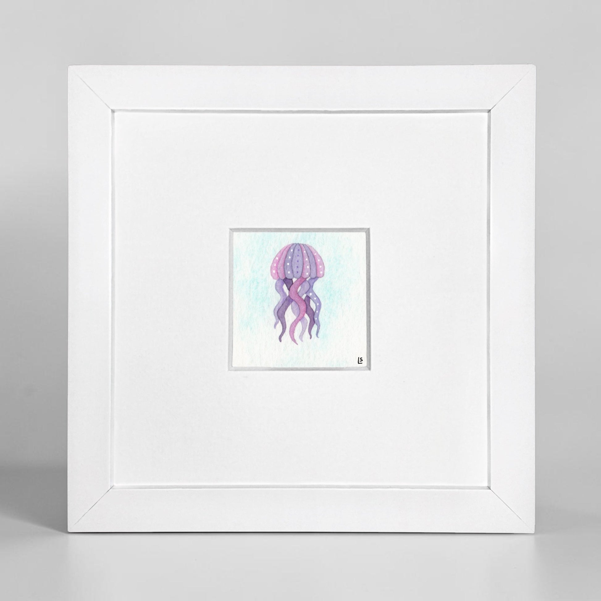 Tiny Original Watercolour Painting - Pink Jellyfish 2 - East Neuk Beach Crafts
