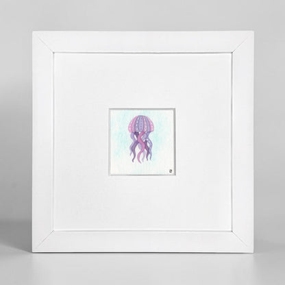 Tiny Original Watercolour Painting - Pink Jellyfish 2 - East Neuk Beach Crafts