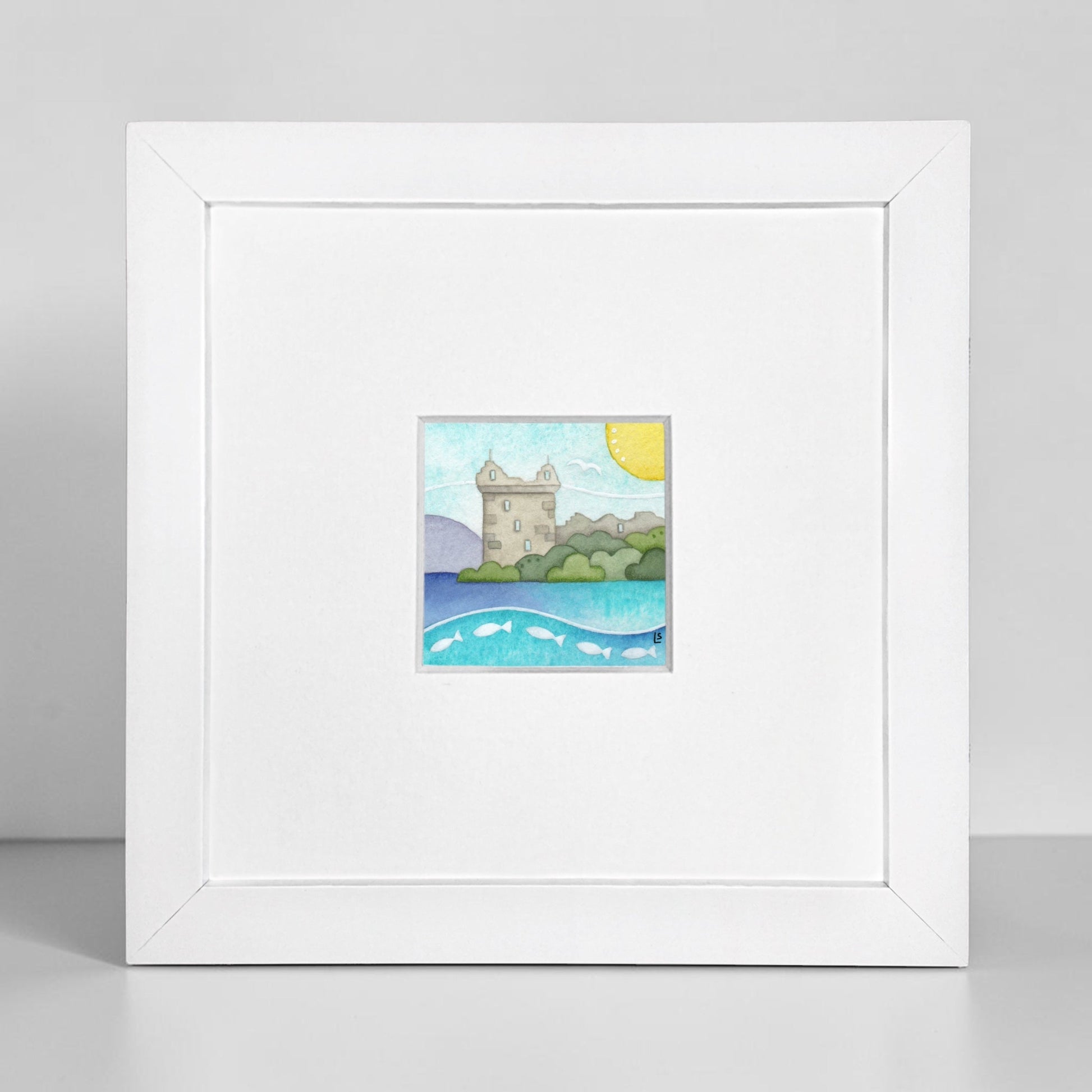 Tiny Original Watercolour Painting - Urquhart Castle, Loch Ness - East Neuk Beach Crafts