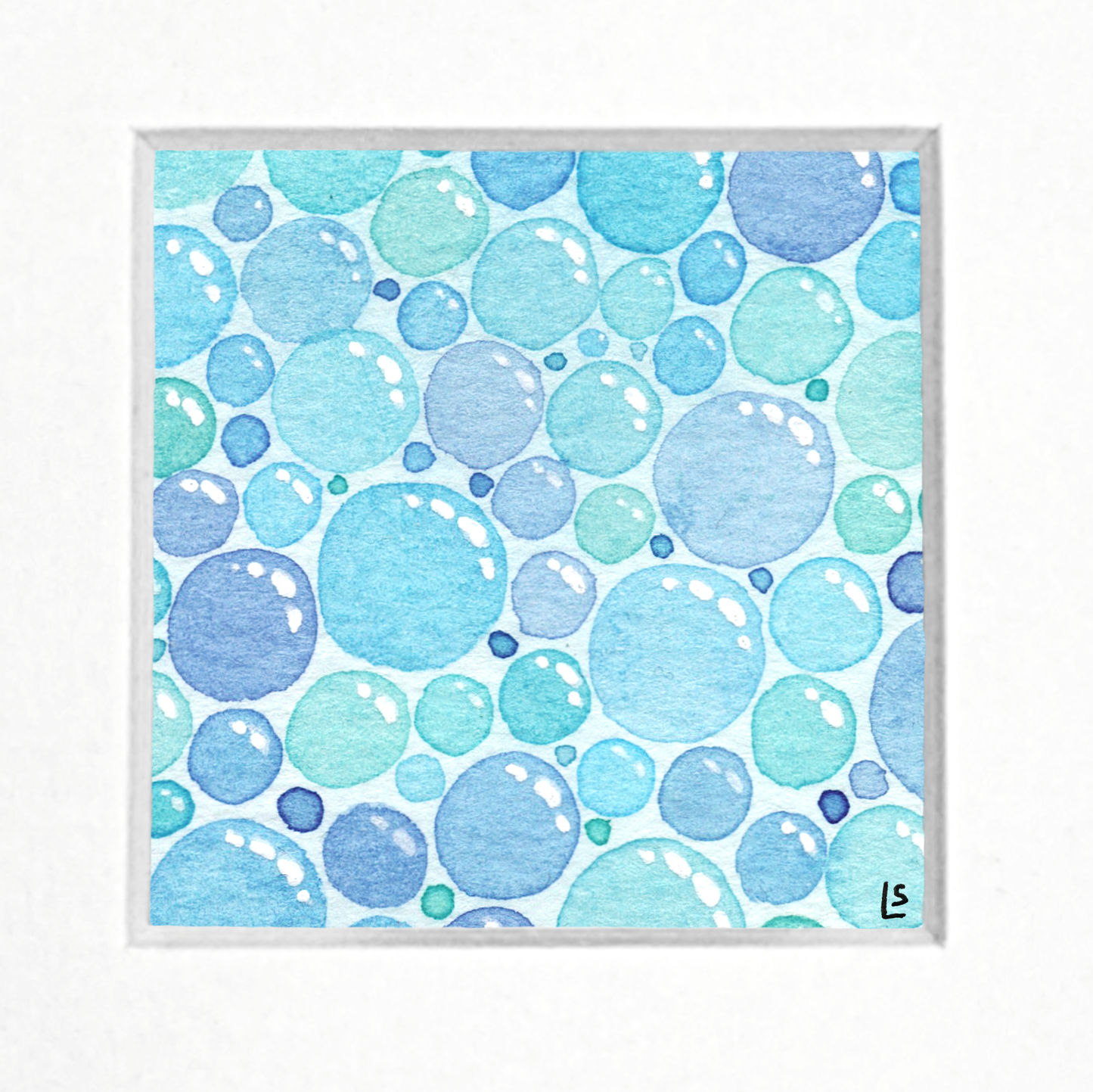 Original Watercolour Painting - Tiny Bubbles - Framed, Mounted and Signed