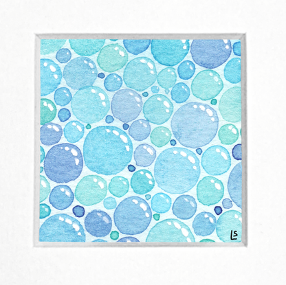 Original Watercolour Painting - Tiny Bubbles - Framed, Mounted and Signed