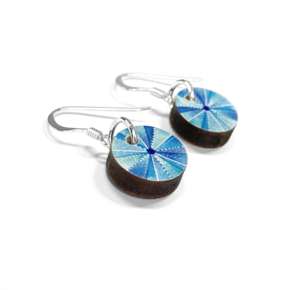 Sea Urchin Earrings - Sterling Silver and Maple Wood