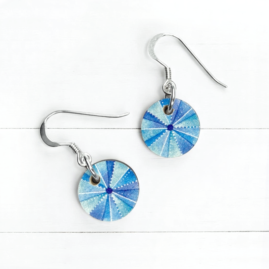 Wooden Earrings - Sea Urchin - Sterling Silver and Maple Wood