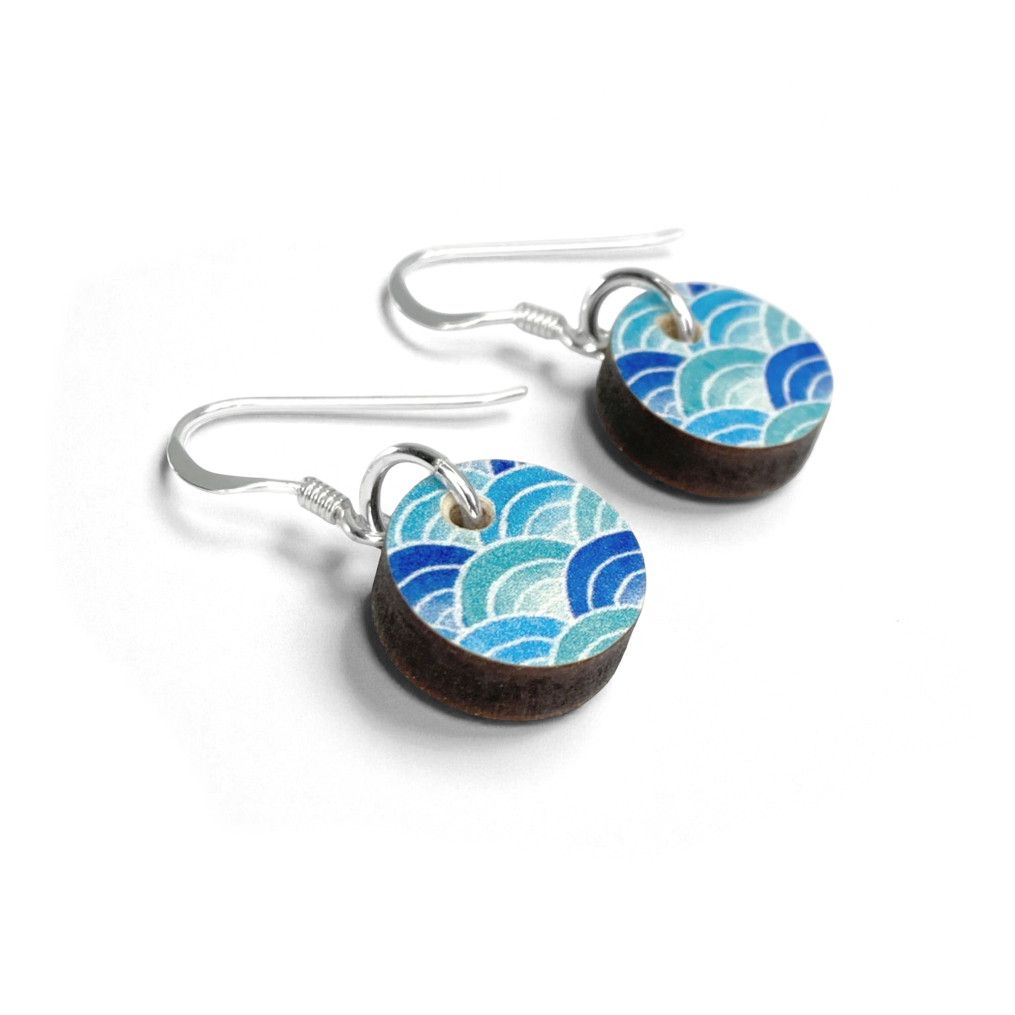 Wave Earrings - Sterling Silver and Maple Wood